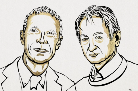 존 홉필드와 제프리 힌튼. Ill. Niklas Elmehed © Nobel Prize Outreach